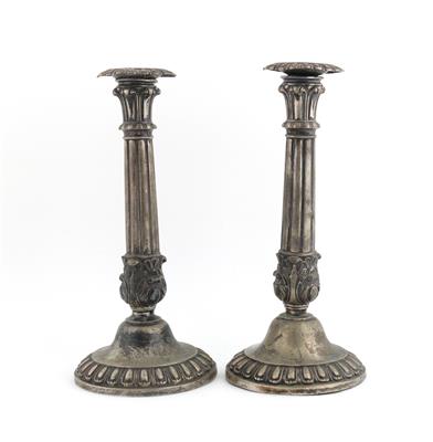 Paar Silber Kerzenleuchter, - Antiques