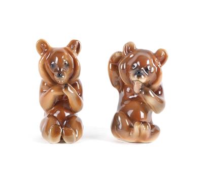 2 sitzende Bären, - Antiquitäten