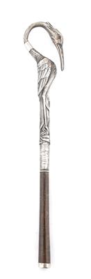 Silber Schirmgriff in Form eines Reihers, - Antiques