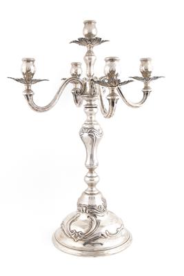 Wiener Silber fünfflammiger Kerzenleuchter, - Antiquitäten