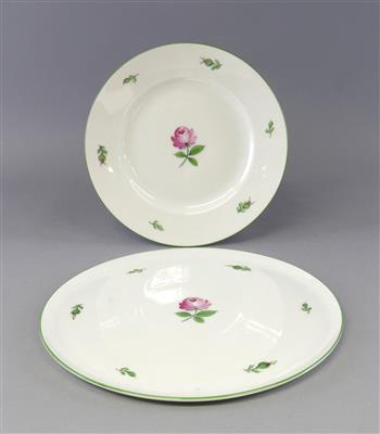 10 Dessertteller, 1 Gugelhupfplatte, - Antiques