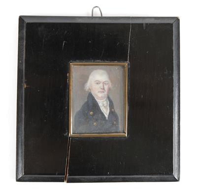 Miniaturporträt eines Herren im blauen Frack, - Antiquitäten