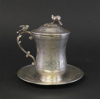 Osmanische Silber Sahleptasse mit Untertasse, - Asiatica e Arte