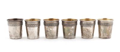 6 französische Silber Schnapsbecher, - Antiquariato