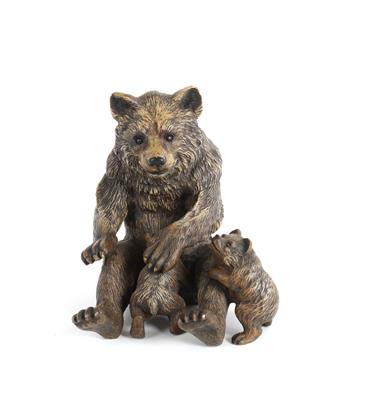 Tintenfaß in Form eines Bären mit Jungem, - Antiquitäten