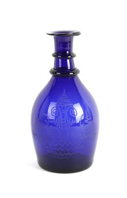 Blaue Glasflasche, - Antiques