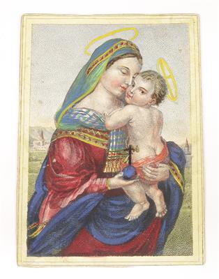 Pergamentbild, Maria Zeller Madonna, - Antiques