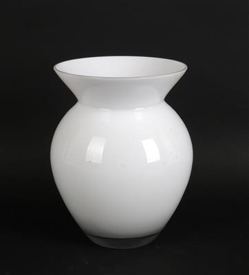 1 Vase weiß unterfangen Höhe 18 cm, 2 Becher grün, - Antiquariato