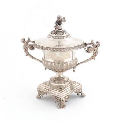 Italienische Silber Deckelschale, - Antiquariato