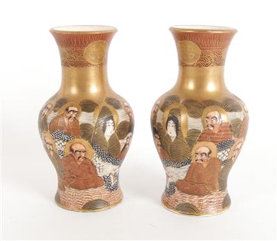 Paar Satsuma Vasen, - Saisonabschluß-Auktion Antiquitäten