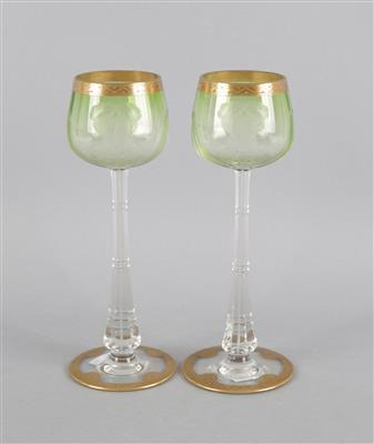 2 Stängelgläser, - Summer auction Antiques