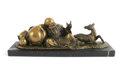 Rastender Shou Lao mit Reh und übergroßen Pfirsichen, - Summer auction Antiques