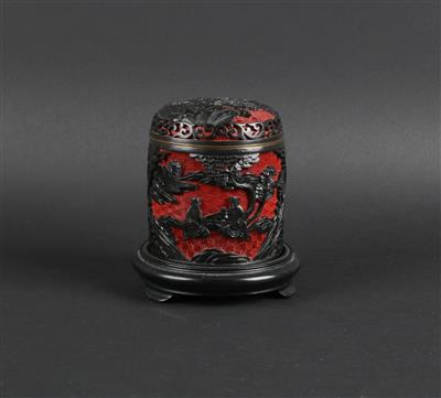 Schwarz- und Rotlackdose, - Sommerauktion Antiquitäten