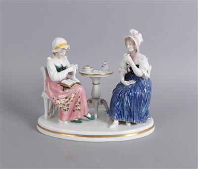 2 Damen am Tisch, - Summer auction Antiques