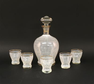 Flakon mit Stöpsel und 5 Stamperln, - Summer auction Antiques