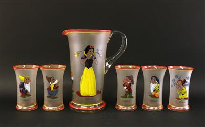 Saftkrug und 5 Becher, - Summer auction Antiques