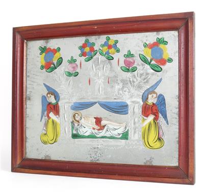 Spiegelschliff Hinterglasbild, Hl. Grab, - Summer auction Antiques