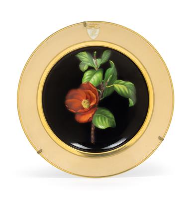 Botanischer Teller "Camellia Japonica", - Summer auction Antiques