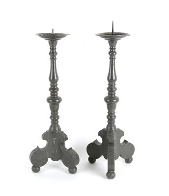 Paar barocke Zinn Kerzenleuchter, - Summer auction Antiques