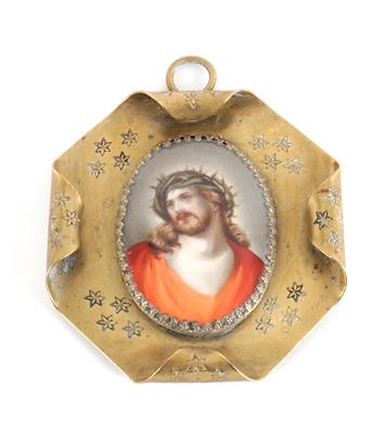 Porzellanmedaillon mit Rahmen, - Summer auction Antiques