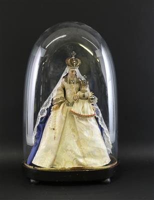 Madonna mti Kind unter Glassturz, - Volkskunst und Skulpturen