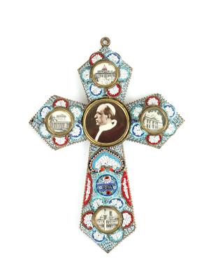 Kreuz mit Foto des Papstes Pius XII, - Antiquariato