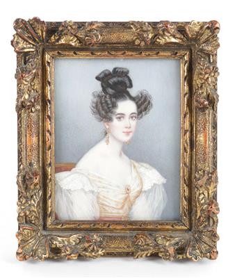 Porträtminiatur der Mademoiselle Alesandrine Noblet, - Starožitnosti