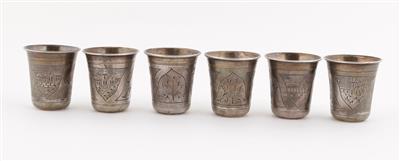 6 Moskauer Silber Schnapsbecher, - Antiques