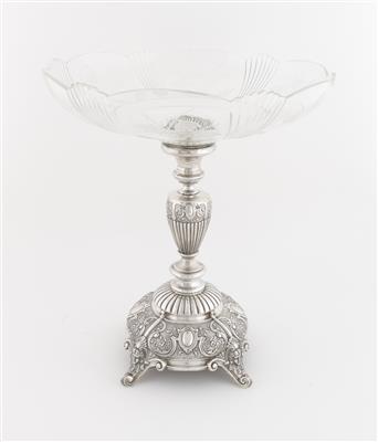 Wiener Silber Tafelaufsatz mit Glasschale, - Antiques