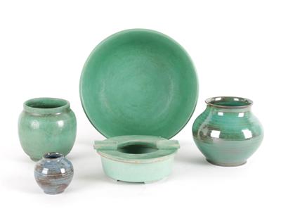 1 Schale, 3 Vasen, 1 Ascher, - Antiquitäten