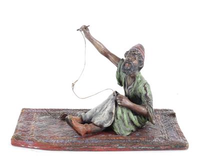 Wiener Bronze, Araber auf teppich sitzend und nähend, - Antiquariato