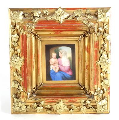 Porzellanbild Madonna mit Kind, - Antiquariato