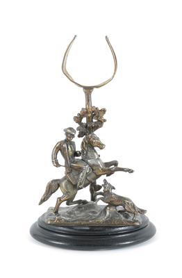 Reiter auf vor Wolf scheuendem Pferd, - Antiques