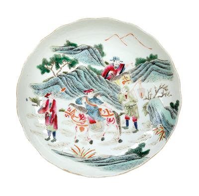 Famille rose Teller, China, unterglasurblaue Sechszeichen Marke Guangxu, aus der Zeit - Starožitnosti