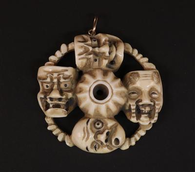 Vier Masken-Netsuke, - Antiques