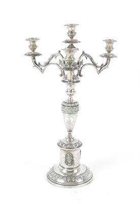 Wiener vierflammiger Silber Girandolleuchter, - Antiquariato