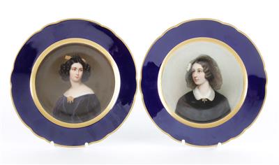 2 Porträtteller "Lola Montez"und Anna R. Kaula, Franz Xaver Hallmaier, - Antiquitäten