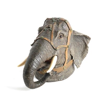 Elefantenkopf, aufklappbar, - Skulpturen, Volkskunst und Fayencen