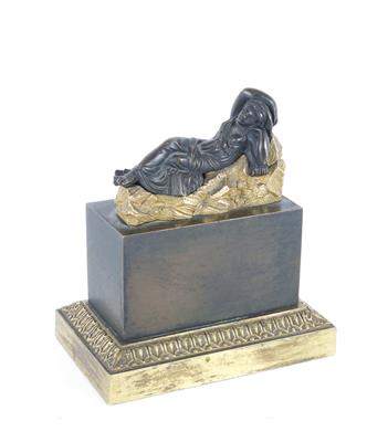 Firma Schauer und Rozet, Bronze Gefäß mit figural gearbeitetem Deckel, - Antiquariato