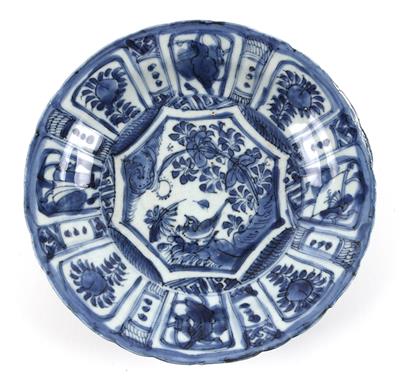 Blau-weißer Kraak-Teller, China, Ming Dynastie, Wanli Periode, - Antiques