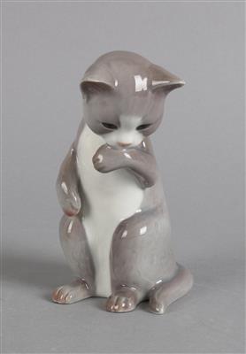 Katze Pfote schleckend, - Antiquariato