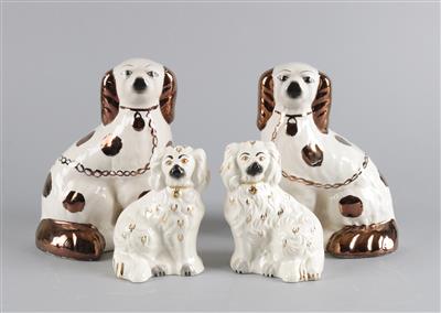 2 Paar Staffordshire Hunde, - Antiquariato