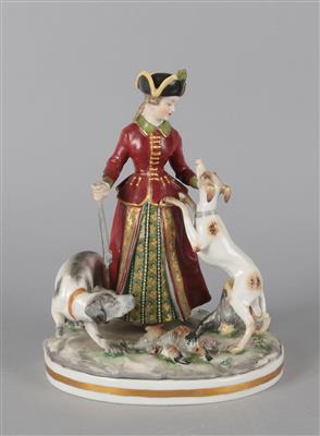 Jägerin mit zwei Hunden, - Antiquariato