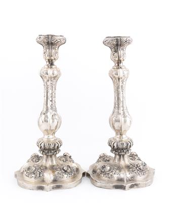 Paar Wiener Silber Kerzenleuchter von 1859, - Silver