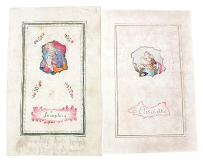 Zwei Spitzenbilder, S. Elisabetha und S. Josephus, - Antiques