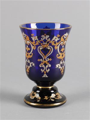 Pokal, kobaltblaues Glas, - Antiques
