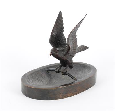 Bronzeschale mit Vogel, - Starožitnosti