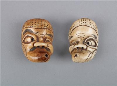 2 Miniatur No Masken des Hyottoko, - Antiquariato