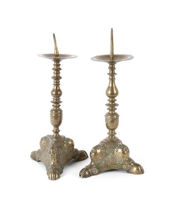 Paar Bronze Kerzenleuchter, - Antiquitäten