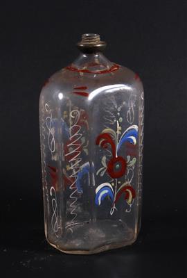 Schnapsflasche aus Glas, - Antiques